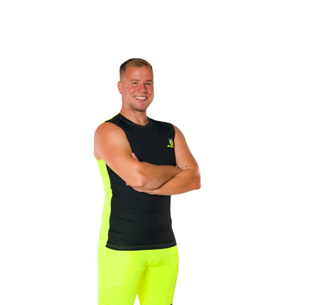 Men's sleeveless T-shirt black/yellow back - Image 3