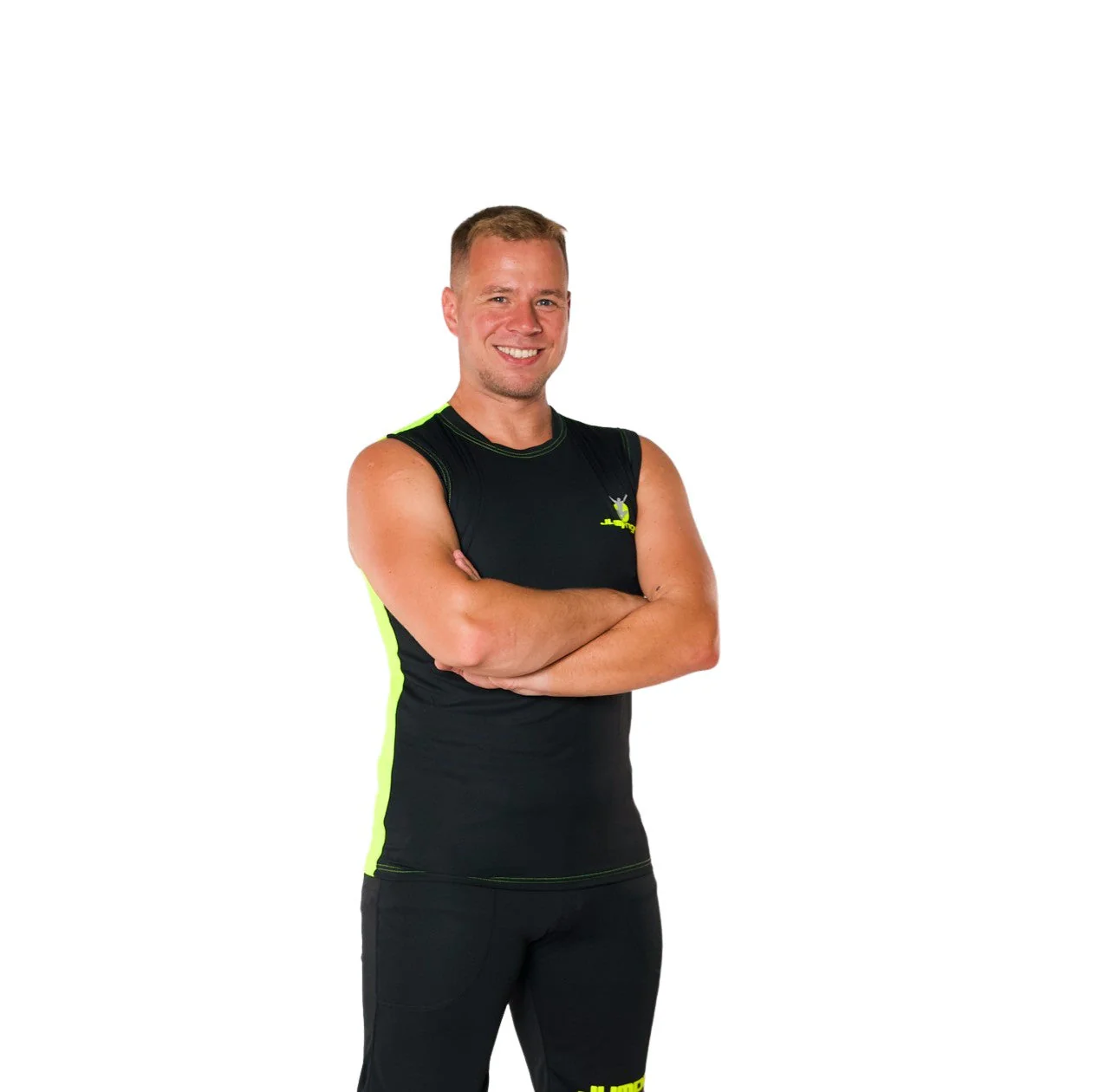 Men's sleeveless T-shirt black/yellow back - Image 4